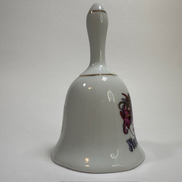 New Orleans Mardi Gras Mask Dinner Bell Porcelain Ceramic Vintage - Picture 5 of 9